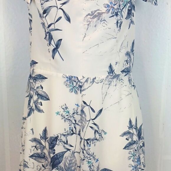 Alex Marie navy/ blue botanical print sleeveless cropped jumpsuit size 8 - Picture 6 of 14